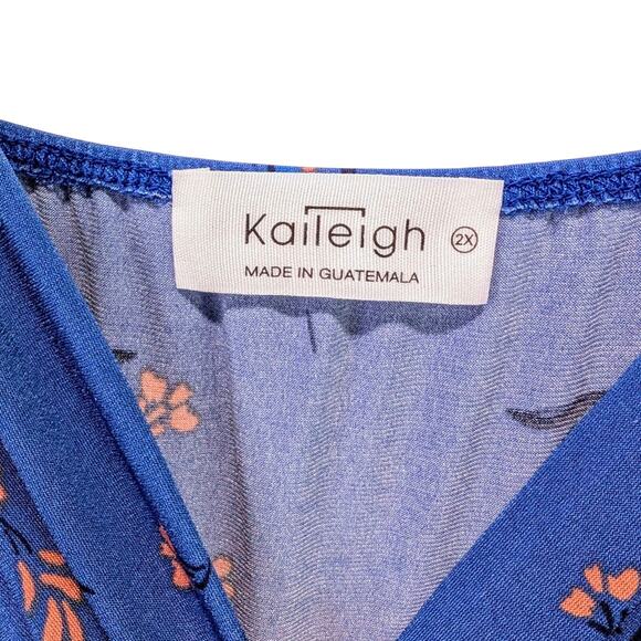 Kaileigh Rica Sleeveless Floral Midi Length Jumpsuit Boho Garden Girl Blue 2X - Picture 14 of 15